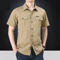 thumbnail image 1 of 2024 Summer Green Cargo Shirts for Men Short Sleeve Casual Blouse Combat Tactical Shirt Multi-Pocket Outfits Oversize 5XL, 1 of 5