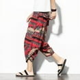 2024 Summer Harajuku Calf Length Casual Men's Pants Wide Leg Cotton