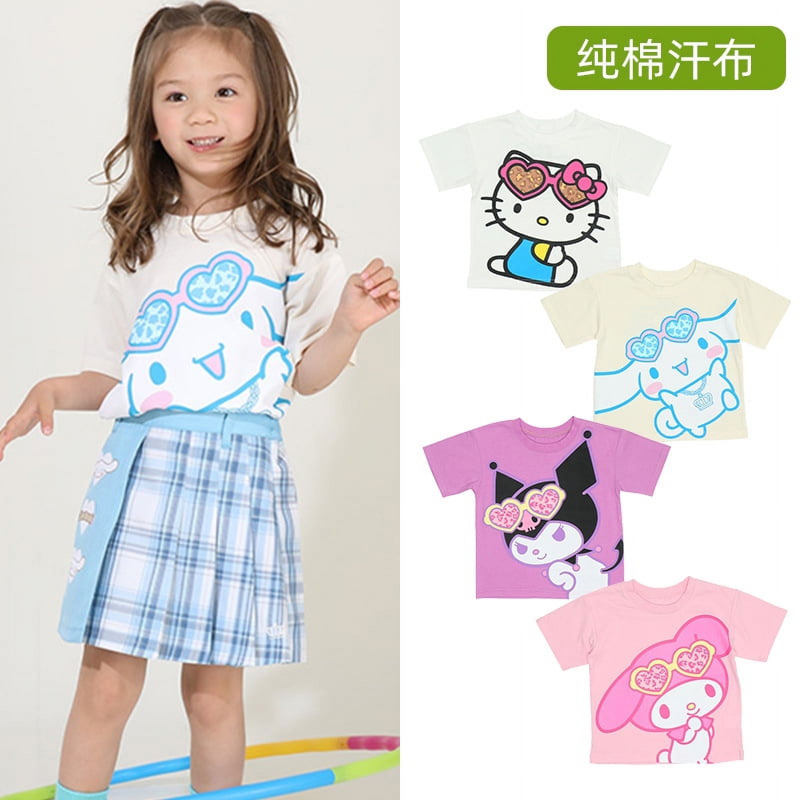 2024 Summer Hello Kitty Anime Kawaii Sanrio Sweet TShirt Cute Cartoon