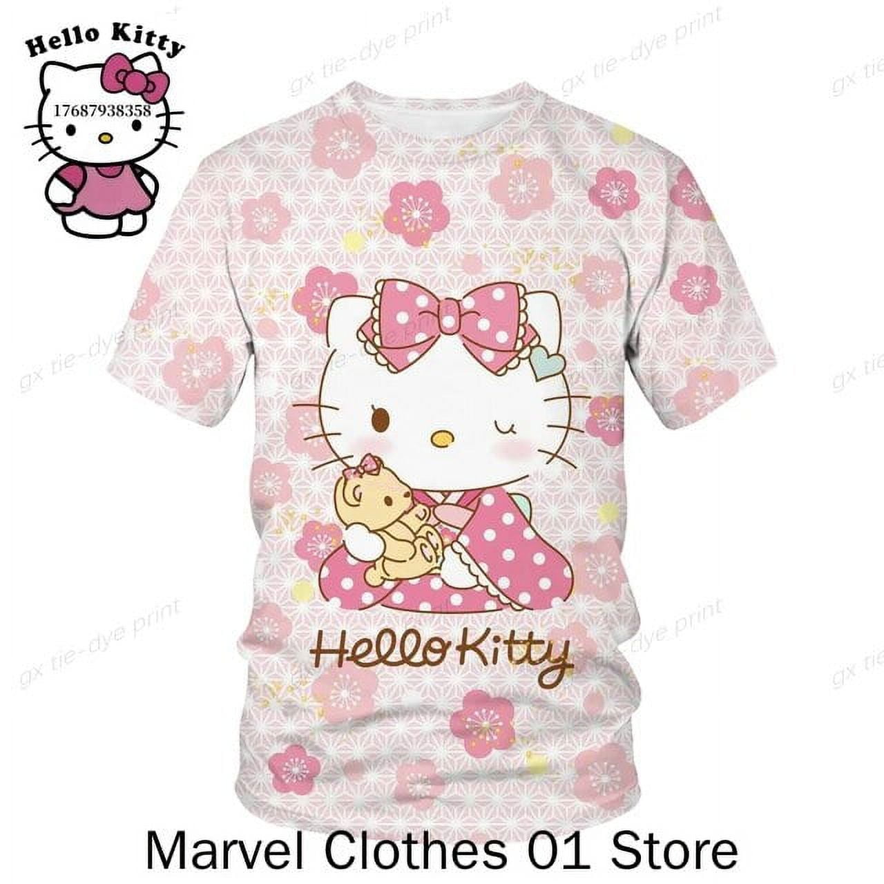 2024 Summer Hello Kitty Tshirt Kids Clothes 3d Print T Shirt Children 