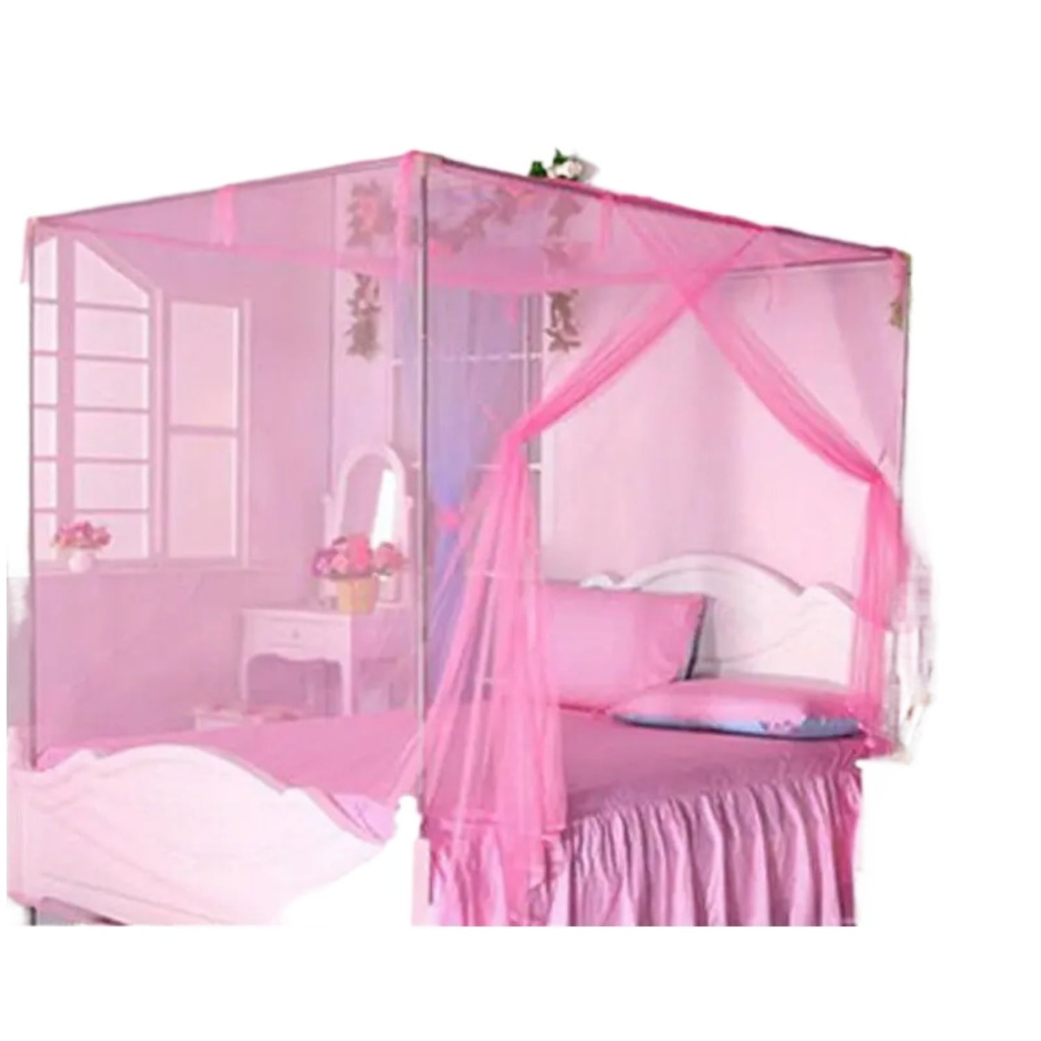 2024 Summer Home Mosquito Nets 4 Corner Post Bed Canopy Net Double Bed Lightweight Fashion Bedding Mosquito Nets