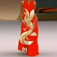 thumbnail image 1 of 2024 Summer Long Dress Women Sleeveless Loose V-neck Elegant Dresses Party New Ink Painting 3D Print Vintage Chinese Style Dress, 1 of 1