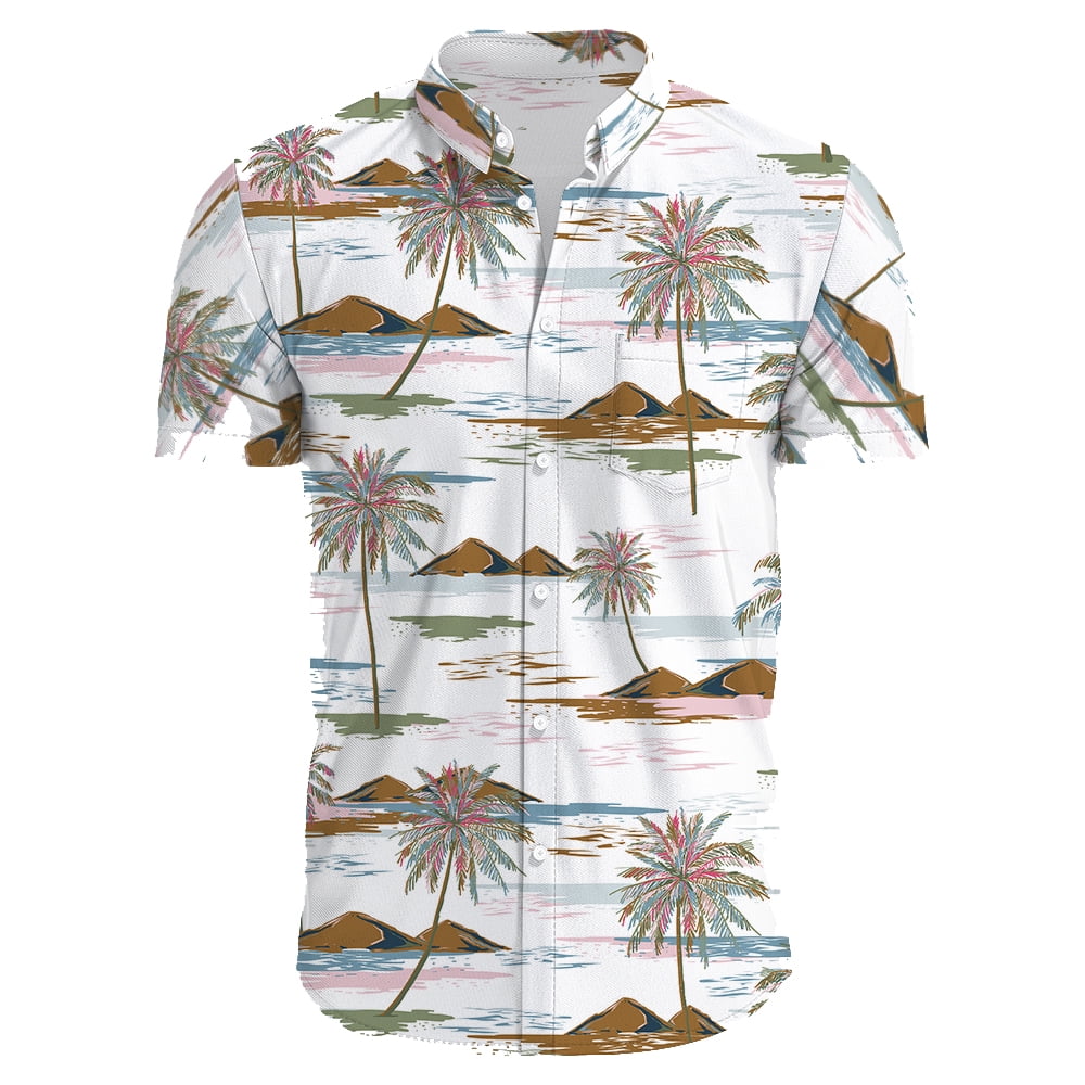 2024 Summer Men's Casual Floral Print Short Sleeve Top Hawaiian Shirt ...