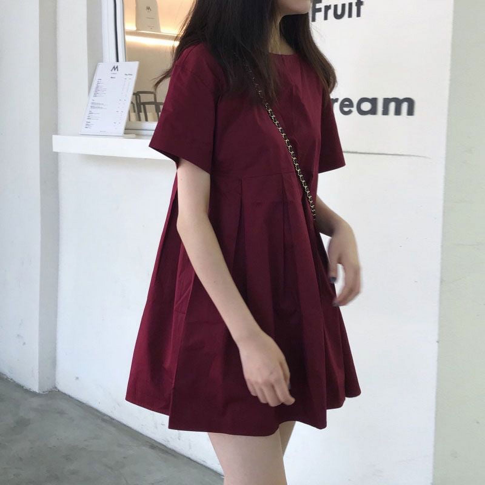 2024 Summer New Korean Style Super Long Leg A Short Doll Dress Hong