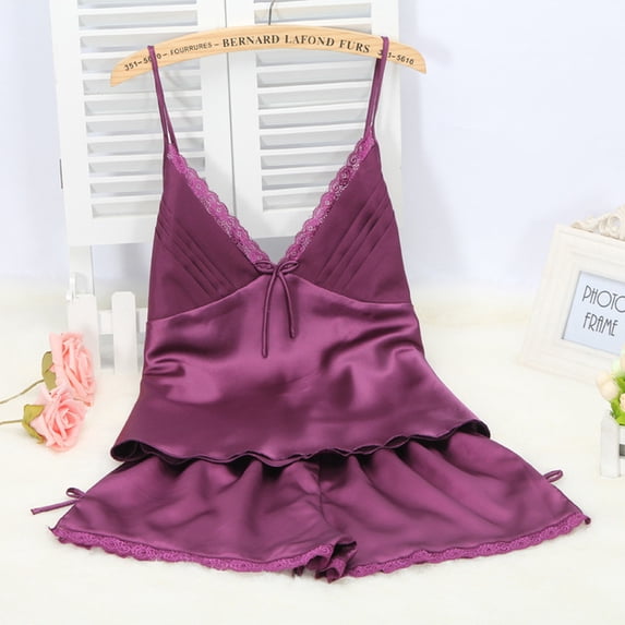 2024 Summer New Pajamas Suit Lace Up Cami&shorts 2Pcs Lingerie Sleepwear Rayon Homewear Women Loose Loungewear Big Size 3Xl