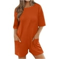 thumbnail image 1 of 2024 Summer Oversized T Shirt Romper Womens Backless Athletic Workout Loose One Piece Loose Shorts Jumpsuit Overalls (S, Orange), 1 of 6