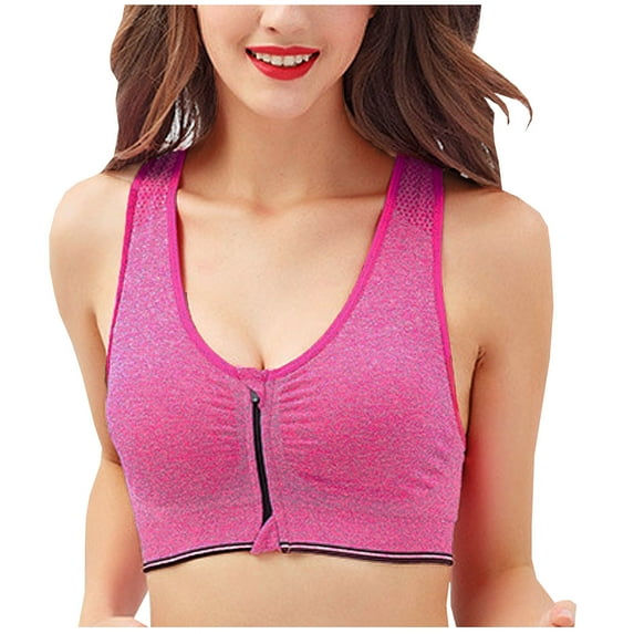 2024 Summer Sale Vblhal Racerback Sports Bra for Women Longline Wireless Yoga Bra Zip Front Crop Tank Top Padded Bras Gym Workout Bralettes