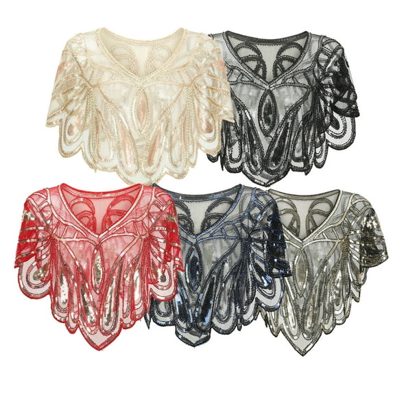 2024 Summer Savings Clearance AXXD Womens Swimsuits Cover Ups 1920s Shawl Beaded Sequin Deco Evening Cape Flapper Cover up