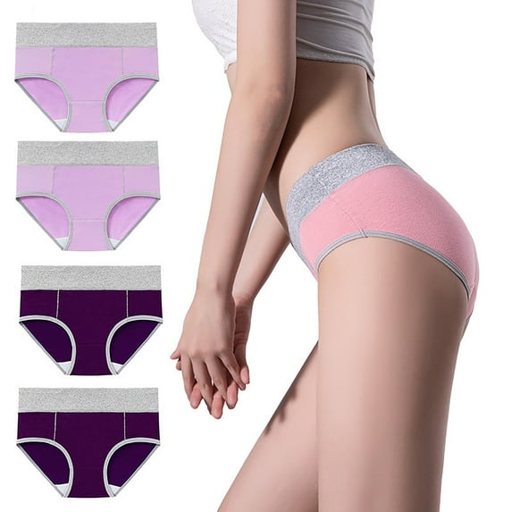 2024 Summer Savings Clearence! AIEOTT 4PC Cotton Underwear for Women, High Waist Stretch Briefs Soft Underpants Ladies Full Coverage Panties 4 Pack, Multi-colour Available