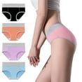 thumbnail image 1 of 2024 Summer Savings Clearence! AIEOTT 4PC Cotton Underwear for Women, High Waist Stretch Briefs Soft Underpants Ladies Full Coverage Panties 4 Pack, Multi-colour Available, 1 of 6