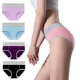 thumbnail image 1 of 2024 Summer Savings Clearence! AIEOTT 4PC Cotton Underwear for Women, High Waist Stretch Briefs Soft Underpants Ladies Full Coverage Panties 4 Pack, Multi-colour Available, 1 of 6