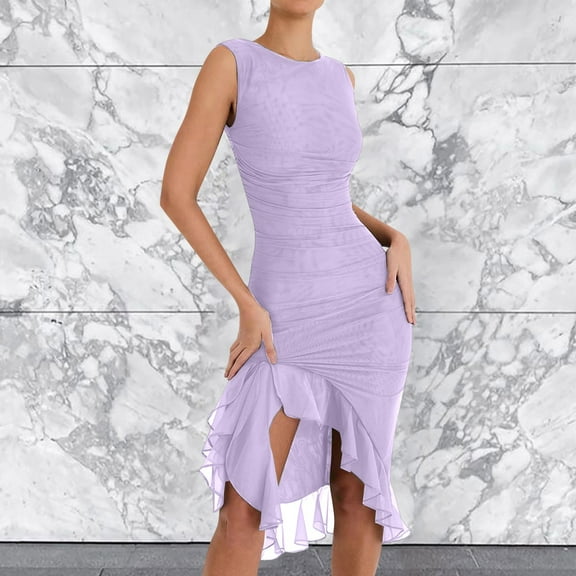 2024 Summer Sexy Tight Round Neck Sleeveless Backless Pleated Dress Summer Dresses for Women plus Dresses with Pocket Women Dresses Casual Dress for Women Casual Summer Knit Dresses for Women Cute
