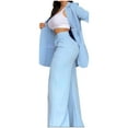 thumbnail image 1 of 2024 Summer Women's Elegant Suit Solid Color Lapel Jacket with Slit Sleeve and Straight Pants for Wear, 1 of 1