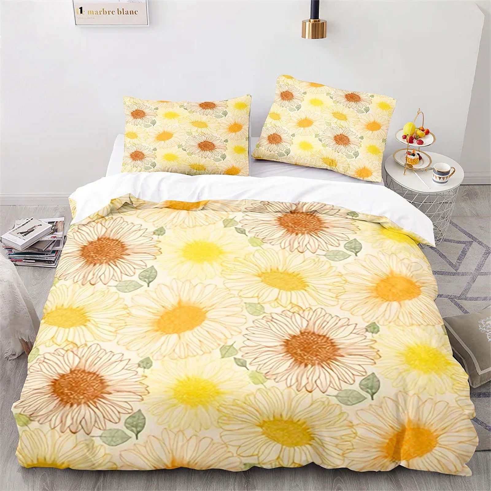 2024 Sunflower Duvet Cover Microfiber Tropical Floral Comforter Cover