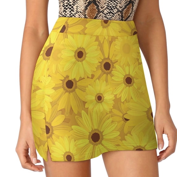 2024 Sunflower Print Skirt Leaves and Flowers Y2K Casual Skirts Female Cute Mini Skirt Graphic Skort Clothes Birthday Gift