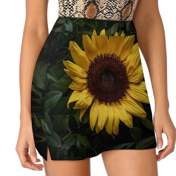 2024 Sunflower Print Skirt Leaves and Flowers Y2K Casual Skirts Female Cute Mini Skirt Graphic Skort Clothes Birthday Gift