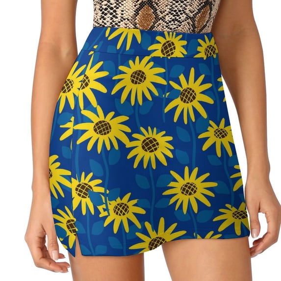 2024 Sunflower Print Skirt Leaves and Flowers Y2K Casual Skirts Female Cute Mini Skirt Graphic Skort Clothes Birthday Gift