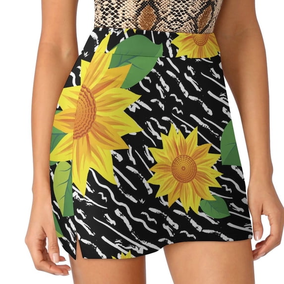 2024 Sunflower Print Skirt Leaves and Flowers Y2K Casual Skirts Female Cute Mini Skirt Graphic Skort Clothes Birthday Gift
