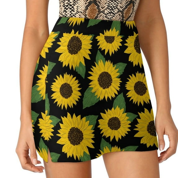 2024 Sunflower Print Skirt Leaves and Flowers Y2K Casual Skirts Female Cute Mini Skirt Graphic Skort Clothes Birthday Gift