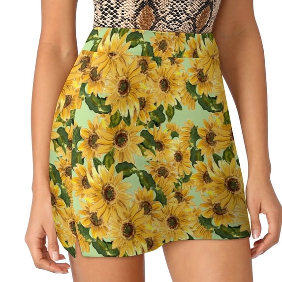 2024 Sunflower Print Skirt Leaves and Flowers Y2K Casual Skirts Female Cute Mini Skirt Graphic Skort Clothes Birthday Gift