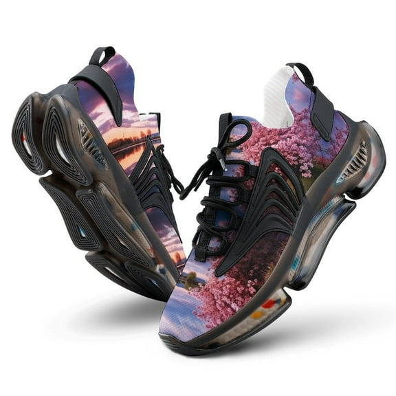 2024 Sunset Scenery Women Or Men Lace Up Flat Sneakers Female Mesh Walking Footwear