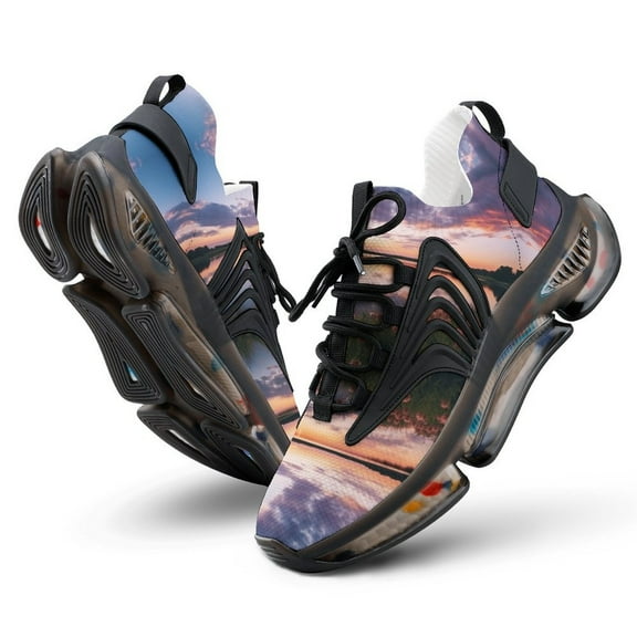 2024 Sunset Scenery Women Or Men Lace Up Flat Sneakers Female Mesh Walking Footwear