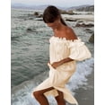 thumbnail image 1 of 2024 Sweet Ruffles One Shoulder Short Sleeve Cotton Line Dress Summer Casual Solid Slit Long Dress Women Hawaii Vocation Dress, 1 of 7