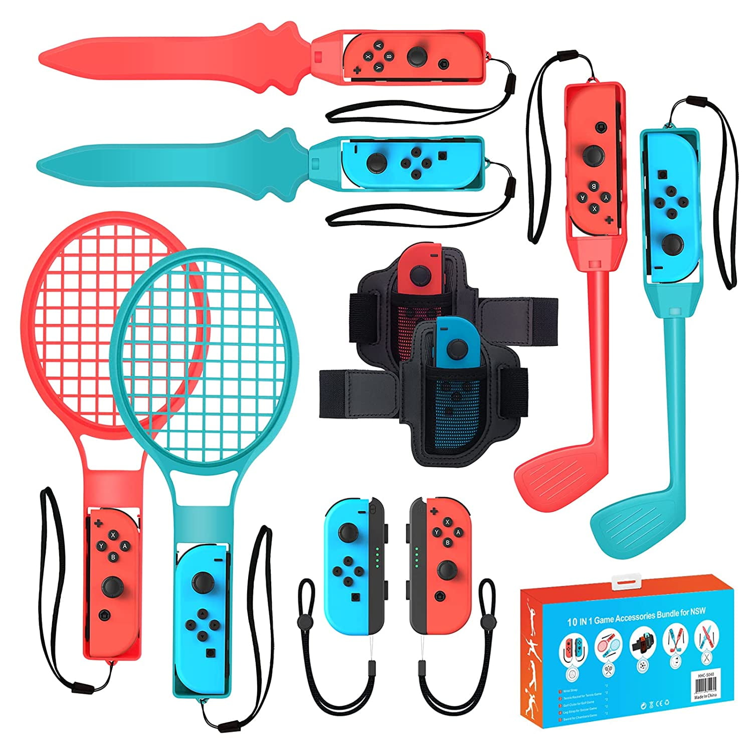 2024 Switch Sports for Nintendo Accessories Bundle -10 in 1 Family  Accessories Kit for Switch Sports Games Compatible with Switch/Switch OLED