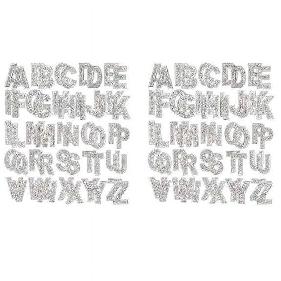 104x Glitter Rhinestone Alphabet Letter Stickers 2.4 Inch Resin Rhinestone Iron on Letter Glitter Self-Adhesive A-Z