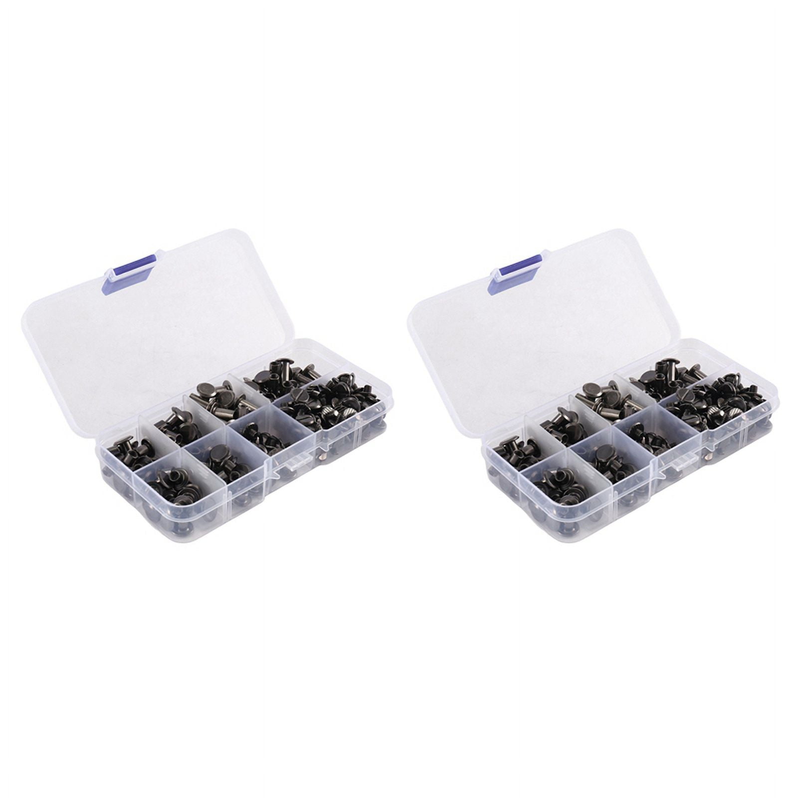 180 Sets Chicago Screws Assorted Kit,6 Sizes of Round Flat Head Leather Rivets Metal Screw Studs for DIY Leather Craft A