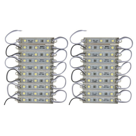 2024 TOP! 2 x 10Pcs 5050 SMD 3 LED Module Strip String Light Waterproof DC 12V Cool White