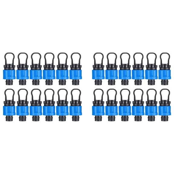 24 Pcs Drip Irrigation Tubing End Cap Plug 1/2 Inch Universal End Cap Fitting, Compatible with 16-17mm Drip Tape Tubing