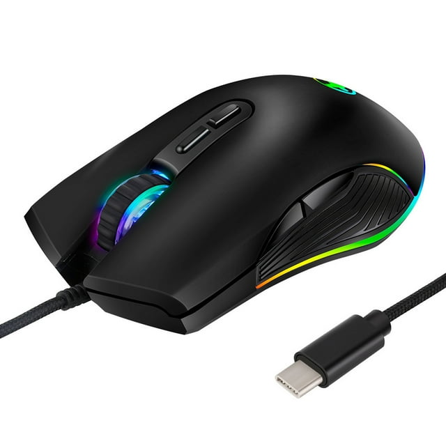 2024 TOP! 2X USB C Mouse Type C Ergonomic Wired Mouse RGB Gaming Mouse