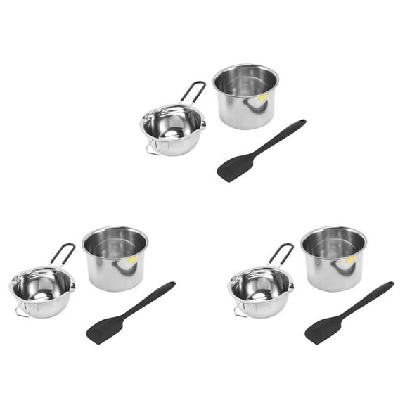 2024 TOP! 3X Double Boiler Pot Set Stainless Steel Melting Pot with Silicone Spatula for Melting Chocolate,Soap,Wax,Candle Making