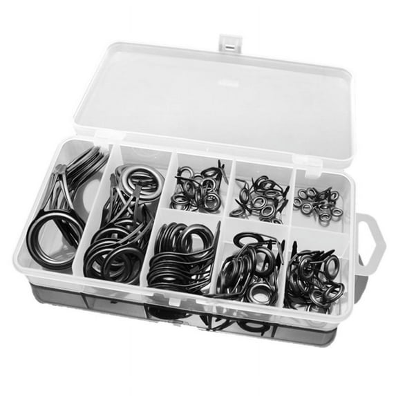 2024 TOP! 75Pcs/Lot Mixed Size Fishing Rod Guide Tip Strong Line Rings Guides Set Repair Kit DIY Eye