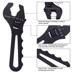 HOT! AN3-AN16 Tubing Wrench Hose V-Type Adjustable Fitting Black