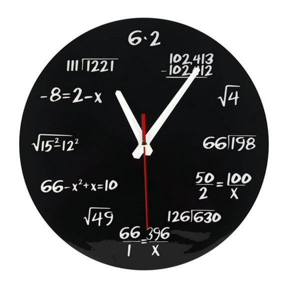 2024 TOP! Math Wall Clock , Formulas Quiz in Black and White Unique Equation for Home, Office
