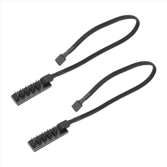 HOT! PWM Fan Hub Splitter, 4 Pin Black Sleeved 5 Way PC CPU Cooling Case Extension Splitter Adapter Cable 40cm/15.7Inch