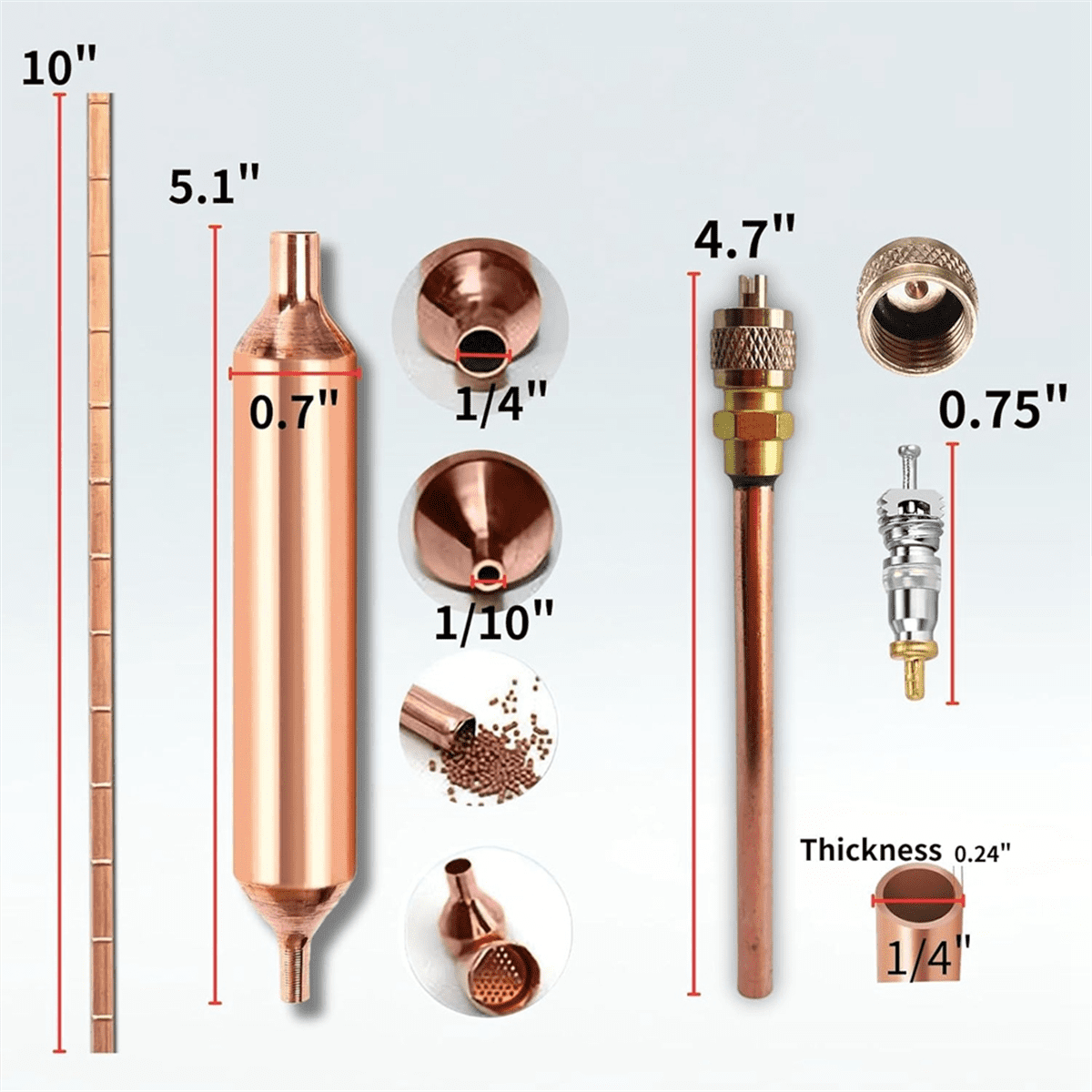2024 TOP! Refrigerator Filter Dryer with Access/Service Valve,Phosphor Bronze Welding Rod for Refrigeration Air Conditioner Repair