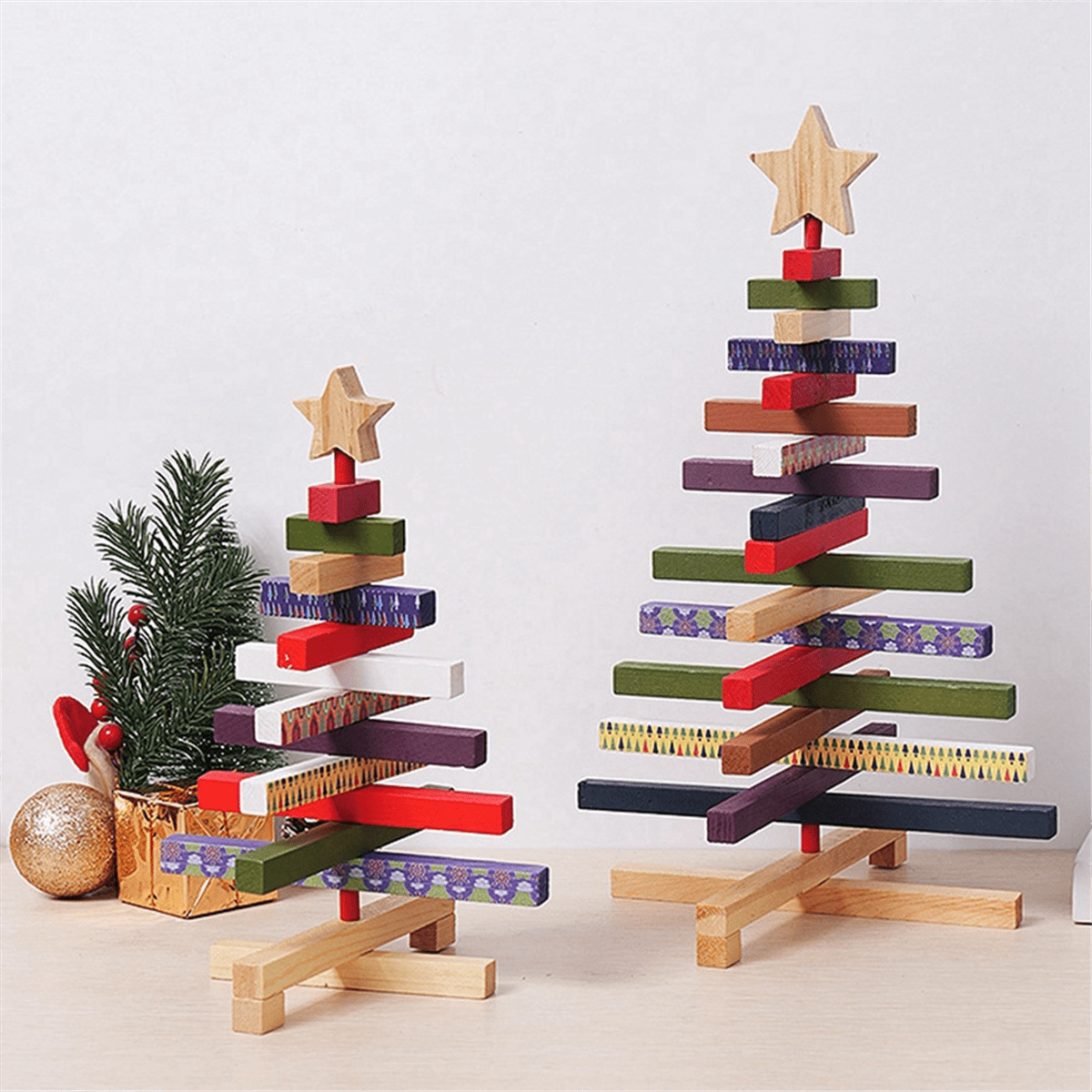 2024 TOP! Wooden Christmas Trees Figurines Decorations Home Accessories