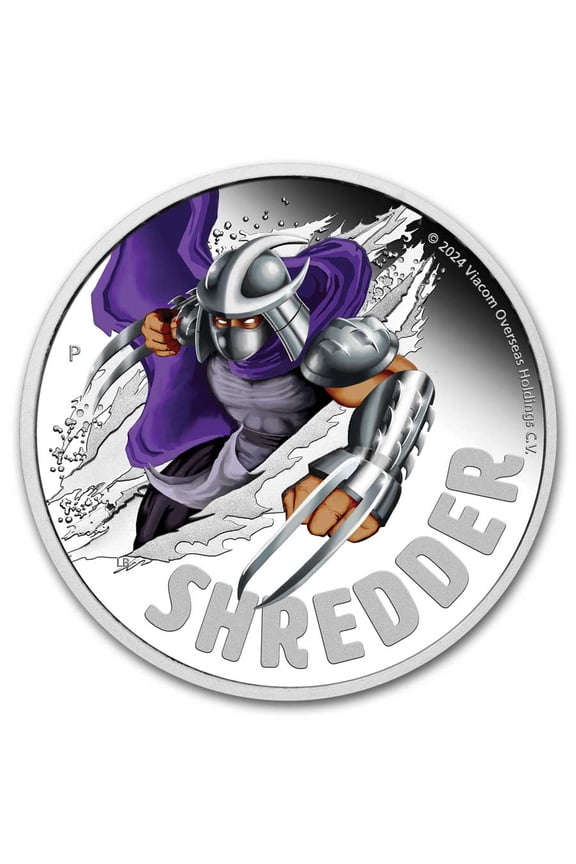2024 TUV 1 oz Silver Colorized TMNT Shredder Proof (Box)