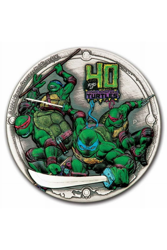 2024 TUV 2 oz Silver TMNT Colorized & Antiqued HR (Box)