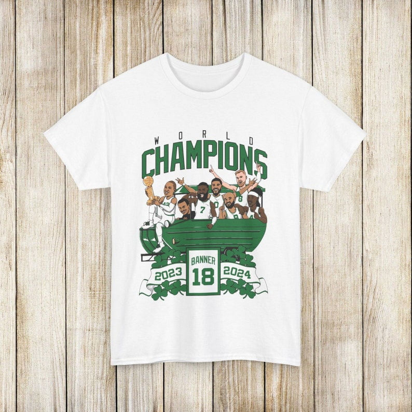 2024 Team Celtics Champs T Shirt Tee Cartoon Banner 18 Unisex White Tee Walmart