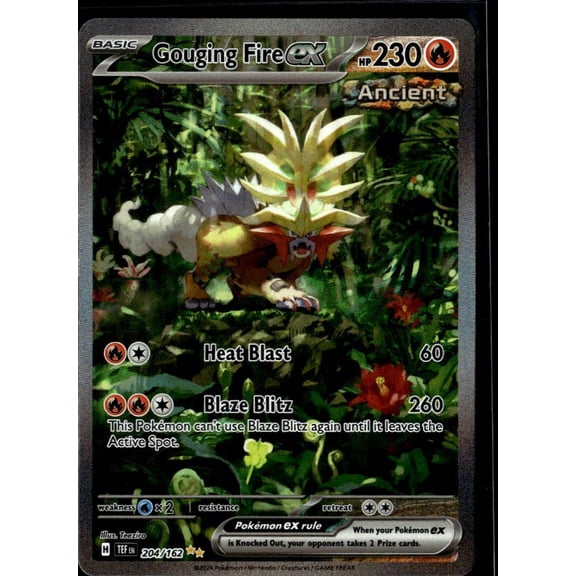 2024 Temporal Forces Gouging Fire EX SAR #204/162 Holo Secret Rare English Pokemon Card