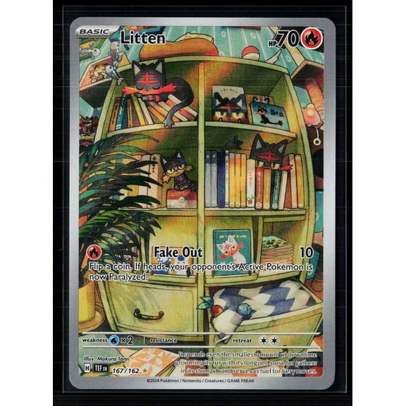 2024 Temporal Forces Litten Secret Rare Holo #167/162 English Pokemon Card