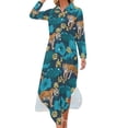 thumbnail image 1 of 2024 Tiger Stripes Chiffon Dress Abstract Line Print Retro Dresses Female Long Sleeve Street Fashion V Neck Oversized Casual Dress, 1 of 7