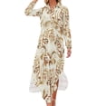 thumbnail image 1 of 2024 Tiger Stripes Chiffon Dress Abstract Line Print Retro Dresses Female Long Sleeve Street Fashion V Neck Oversized Casual Dress, 1 of 7