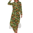 thumbnail image 1 of 2024 Tiger Stripes Chiffon Dress Abstract Line Print Retro Dresses Female Long Sleeve Street Fashion V Neck Oversized Casual Dress, 1 of 7