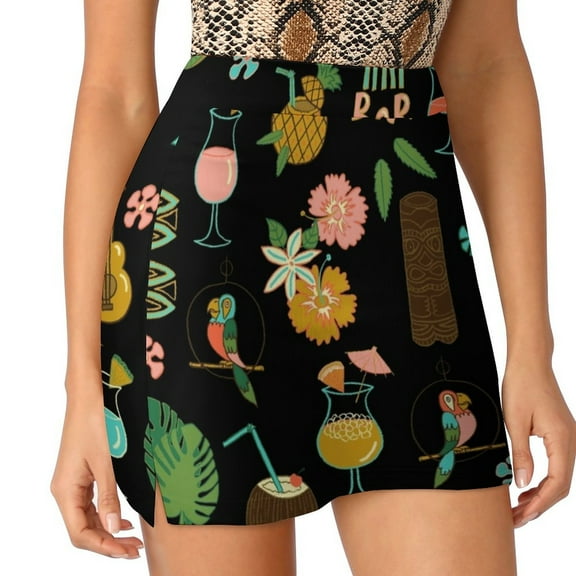 2024 Tiki Bar Lounge Women's skirt With Hide Pocket Tennis Skirt Golf Skirts Badminton Skirts Running skirts Tiki Tiki Bar Hawaiian