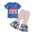 2024 Toddler Girls Short Sleeve Letter T Shirt Pullover Tops Baseball Printed Bell Bottoms Pants